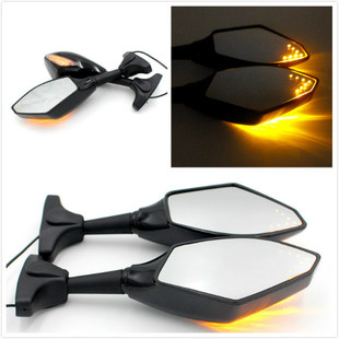 LED dual-lamp rearview mirror rearview accessories motorcycle refitted car mirror lamp housing with lamp with steering indicator mirror