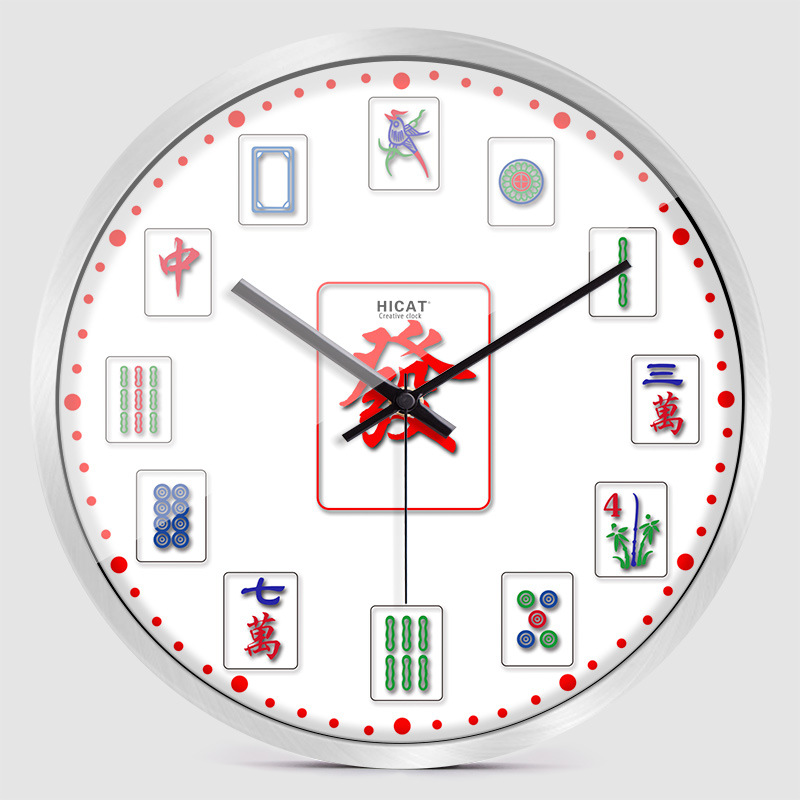 A generation of simple creative mahjong home decoration rich quartz wall clock 12 inch 14 inch w161