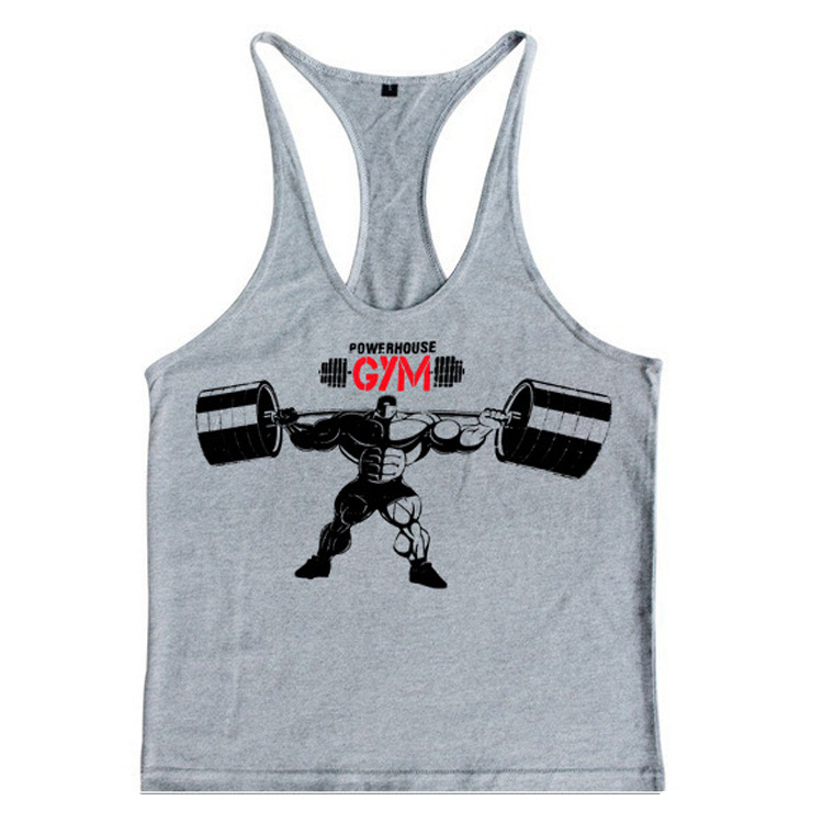 Cross-border European and American Men's Fitness Sports Vest Summer European Size Sweat-absorbent Cotton European Size Thin Shoulder Strap I-print Vest