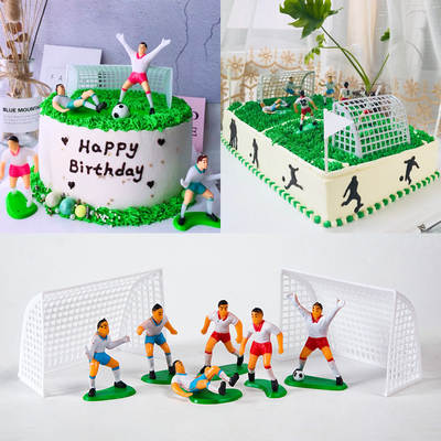 Baking mold football team scene cake decoration accessories football boy baby cake ornaments doll 1 set