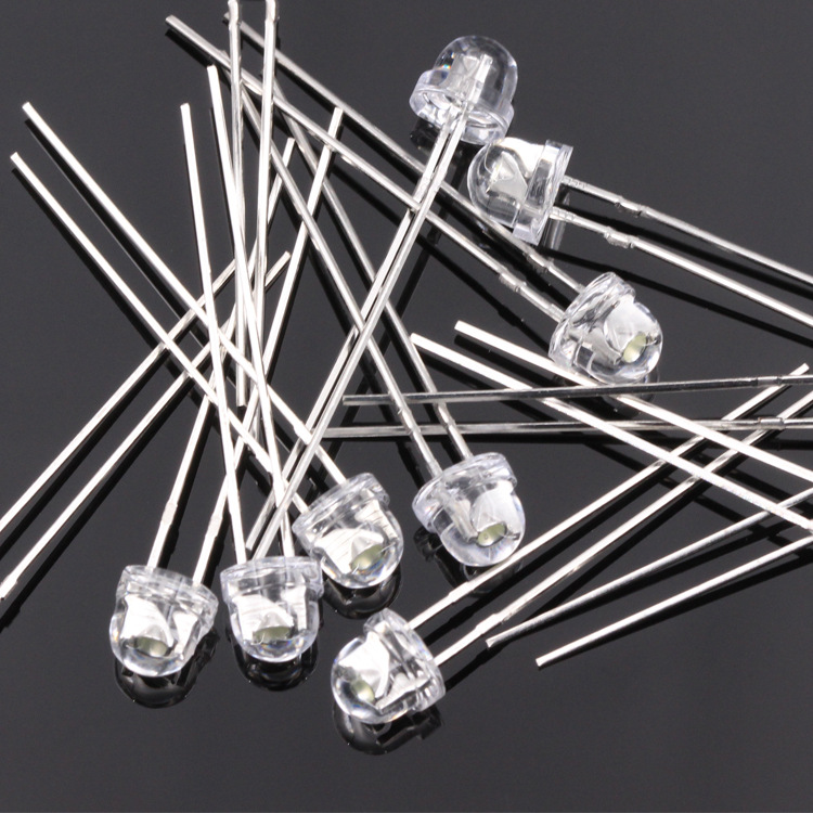 Haolaiguang in-line led light emitting diode f5/5mm straw hat long legs transparent edge in-line LED lamp beads