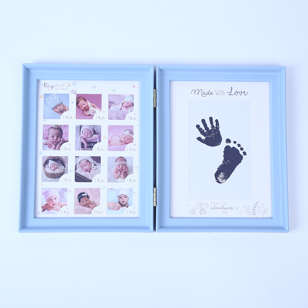 Newborn Hand and Foot Ink Pad Baby Hand and Foot Print Baby Hundred Days Full Moon Year Old Growth Commemorative Photo Frame Table