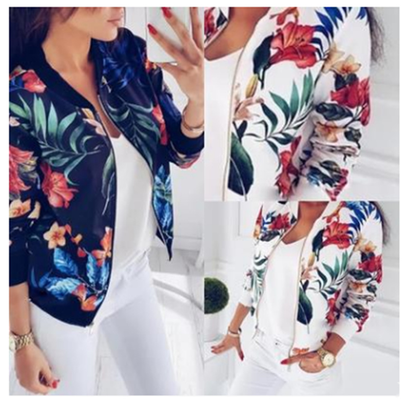 ebay AliExpress foreign trade spring and autumn printed long sleeve short coat