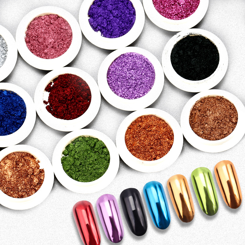 Nail magic mirror powder cross-border special popular super bright mirror silver titanium ultra-fine electroplating metal glitter 19 colors