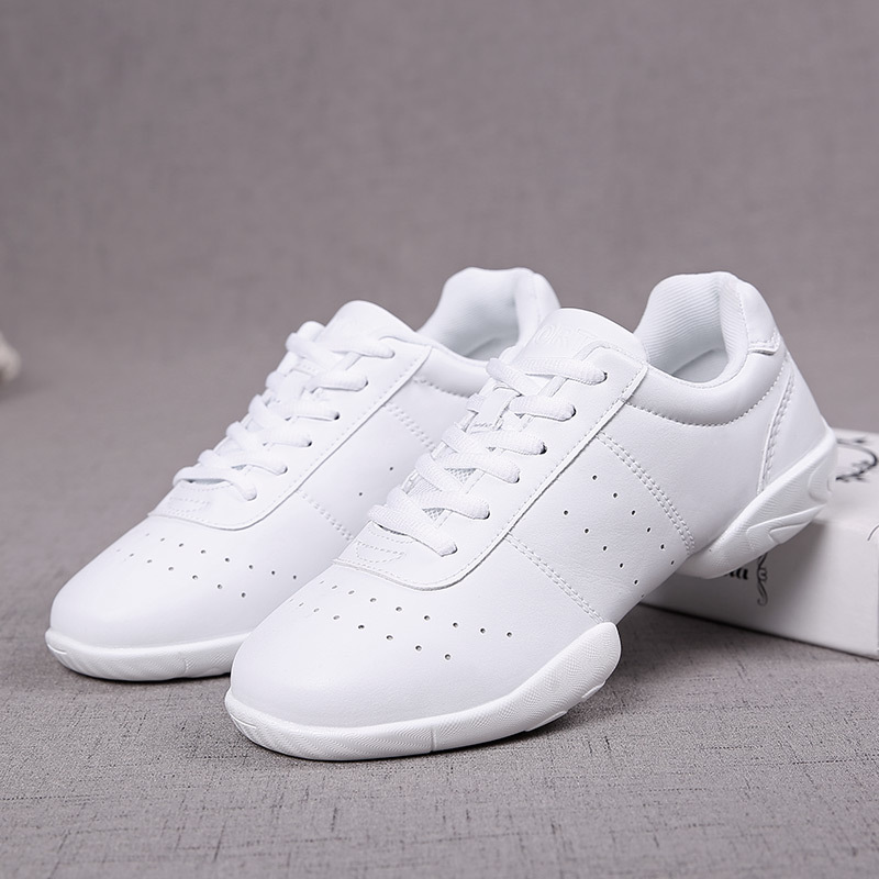 Group Competitive Aerobics Shoes White Fitness Shoes Sports Cheerleading Shoes Women Training Competition Shoes Soft Sole Children