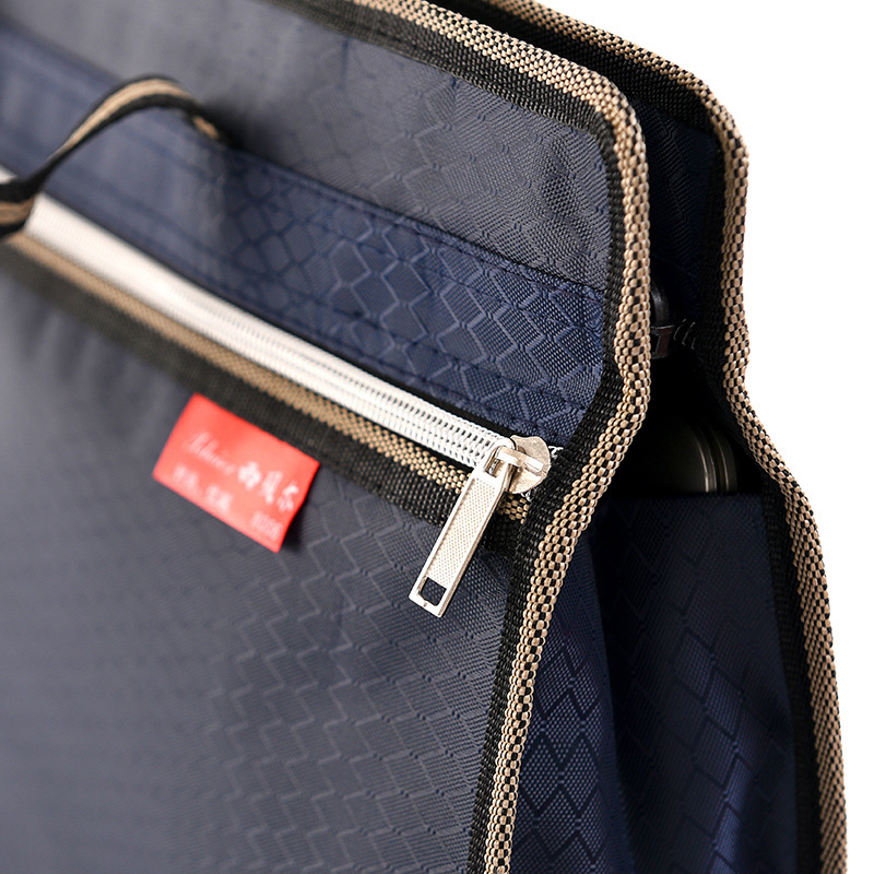 Boutique Fashion Canvas Portable Briefcase Double-layer Zipper Document Bag Information Document Office Storage Briefcase