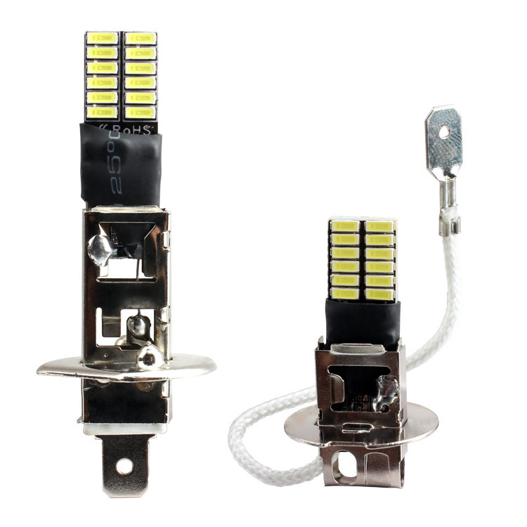 Car fog lamp H1 H3 4014 24smd constant current super bright decoding car lamp led front fog lamp bulb 12-24V
