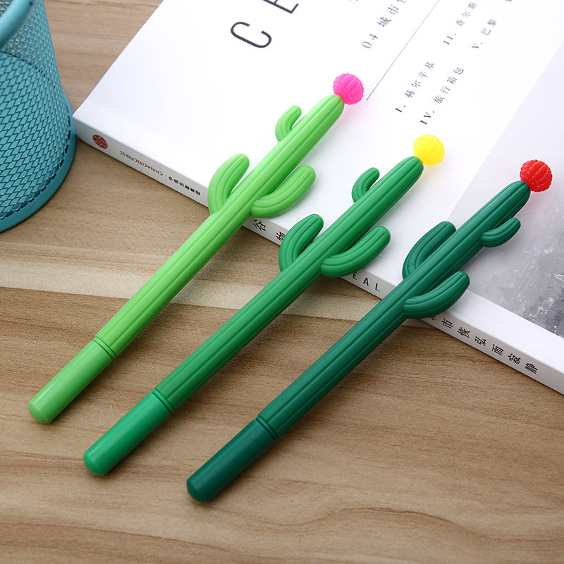 Factory direct creative cactus gel pen plant Black sign pen office pen student stationery