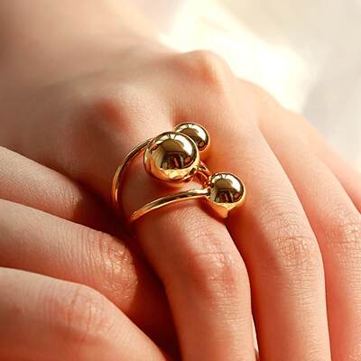 Net red super fire with fine gold ball Star Track ring simple adjustable niche design ring wholesale