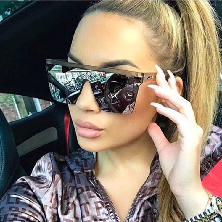 2020 European and American sunglasses ins fashion mi nail sunglasses large frame one-piece glasses two-color sunglasses