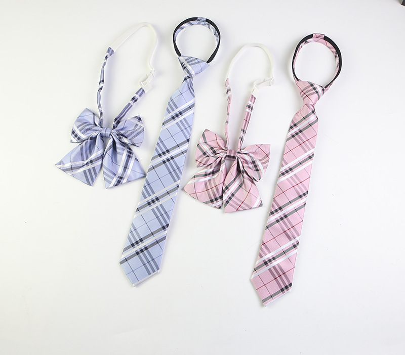 Short Korean Japanese College Style Children's Tie Polyester Zipper Knot Free Lazy Tie Women's 6cm Wholesale
