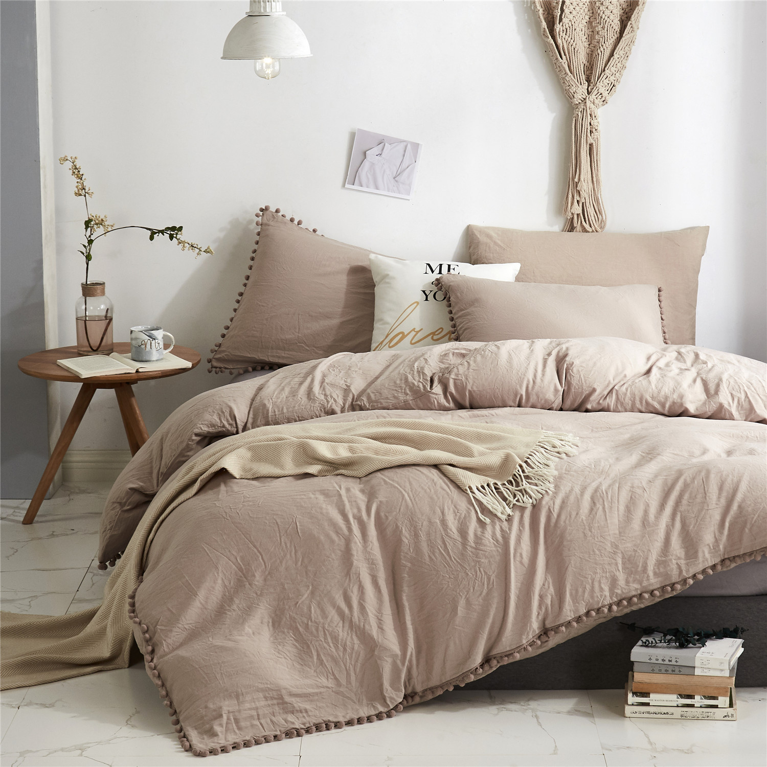 New Solid Color Washed Ball Quilt Cover Three-piece Set Four Seasons Universal Skin-friendly Multi-specification Home Bed Kit