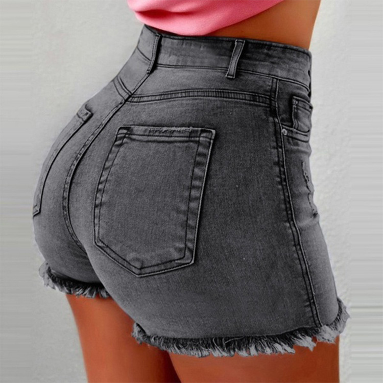 Spot direct purchase wish Amazon eBay washed women's denim shorts tassel hole high waist shorts women