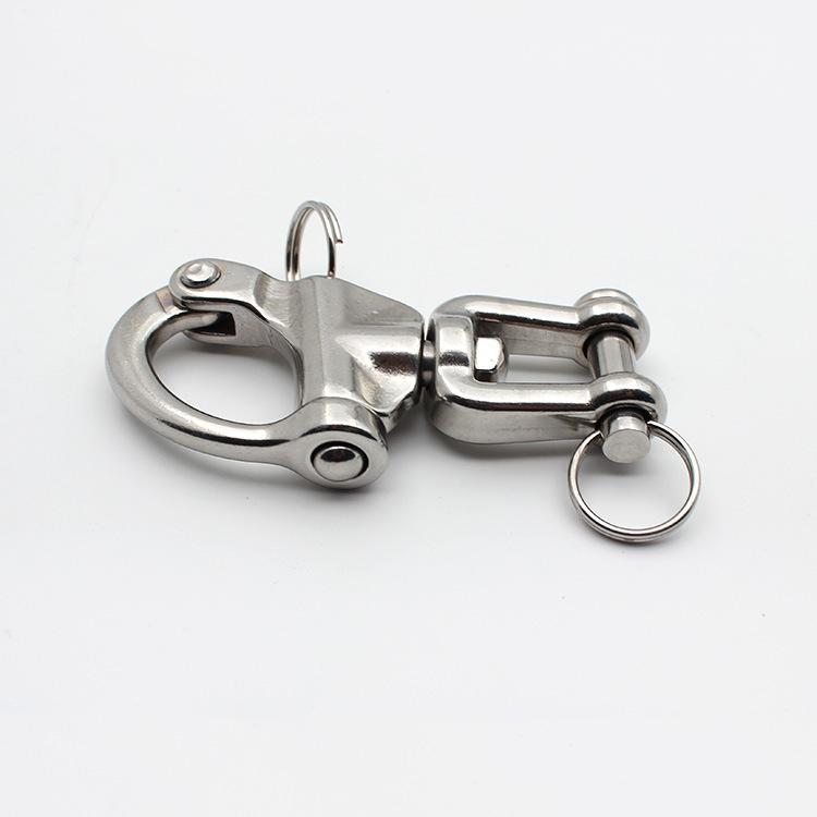 Huaang Metal Stainless Steel 316 Fork Rotating Spring Shackle Outdoor Diving Equipment Accessories 70MM