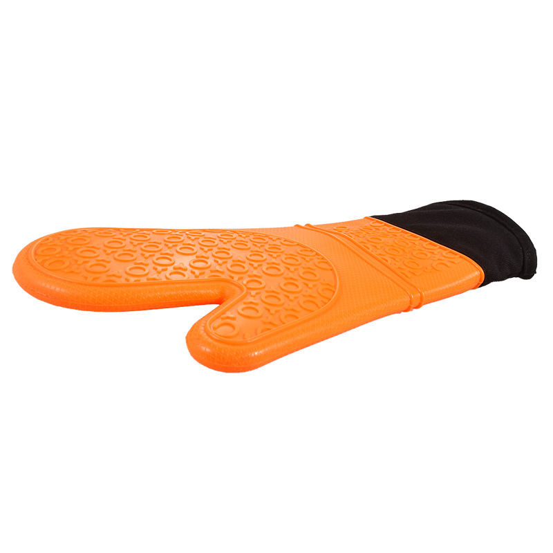 Circle Flat Mouth Silicone Cotton Long Gloves Kitchen Baking Microwave Oven Heat Insulation Oven Take Anti-scalding Two-finger Gloves