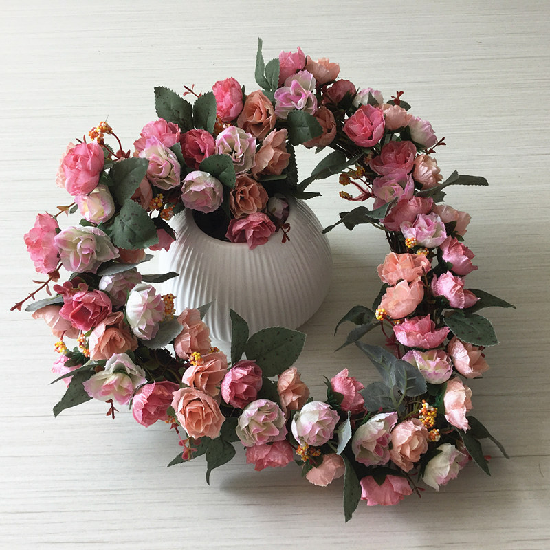 European-style simulation rose heart-shaped wreath wedding room wedding opening decoration wreath road guide decoration home fake flowers