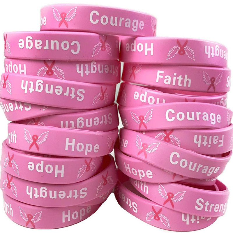 breast cancer awareness breast HOPE FAITH COURAGE silicone bracelet