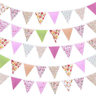 New Cotton Triangle Flag Children's Birthday Banquet Decoration Triangle Flag Baby Shooting Background Wedding Flag