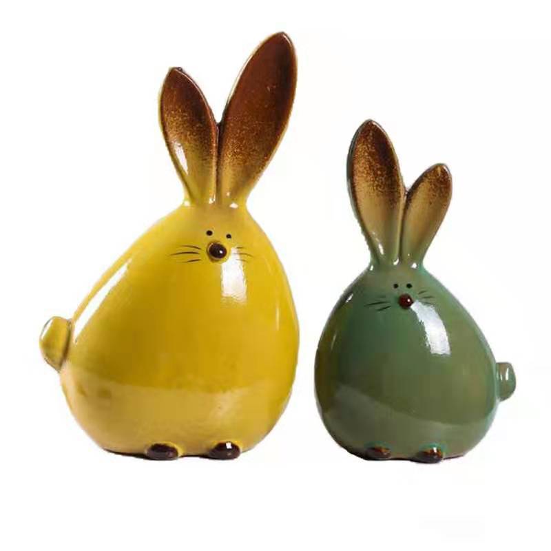 New Chinese Style Ceramic Decoration Modern Simple Living Room TV Cabinet Home Furnishing Soft Decorations Long Ears Rabbit Decoration