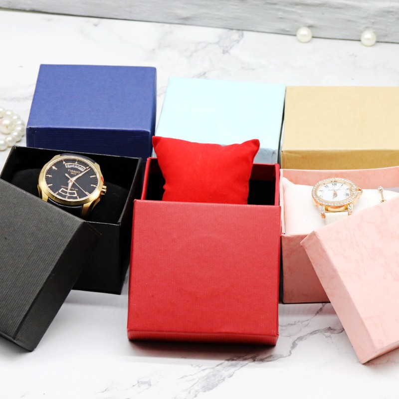 Factory direct solid color jewelry box Watch square packing box cover ring necklace jewelry box hot stamping logo