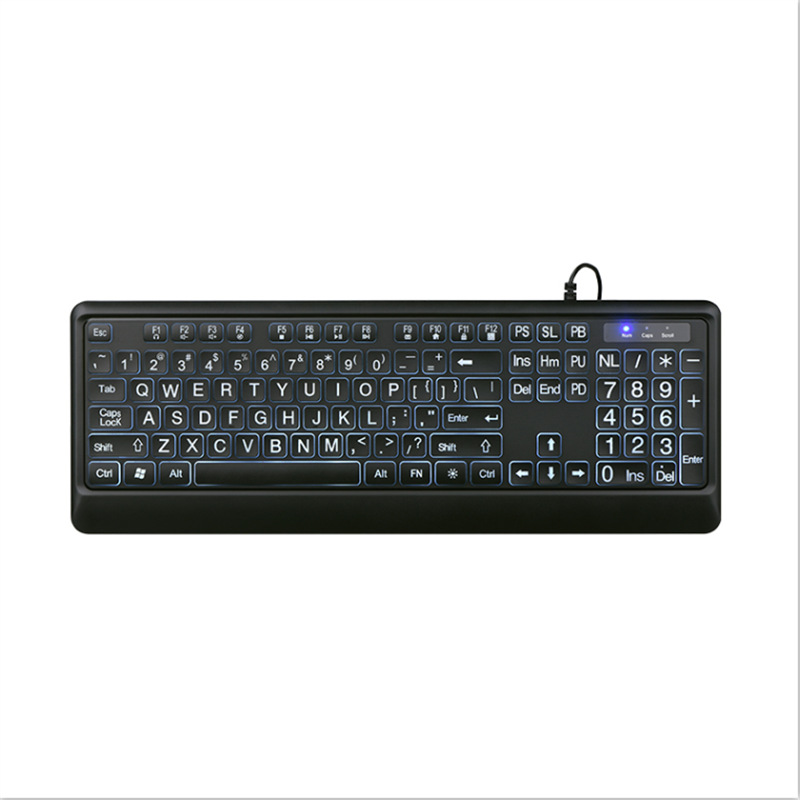USB wired light-emitting keyboard for the elderly large font backlit keyboard to protect eyes and eyesight can be directly supplied for office and home use