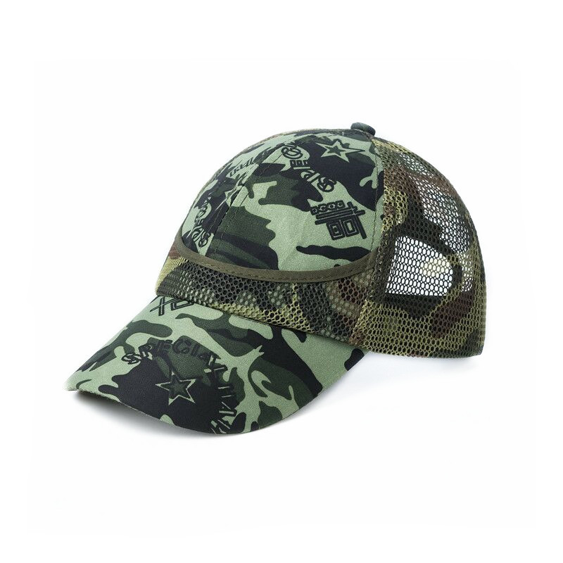 Camouflage parent-child hat children's mesh cap boys and girls peaked cap baby outdoor leisure sun hat baseball cap military hat_voghion.com