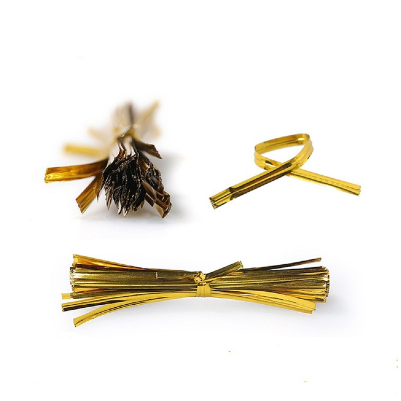 10cm gold and silver multi-color cable ties cross-border supply of 50 pieces/bundle of baking bags, strips of food bags