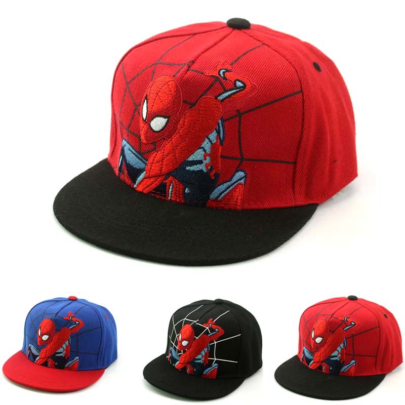 2020 European and American new children's baseball cap cartoon Spider-Man boys and girls flat hip hop hat autumn hat wholesale
