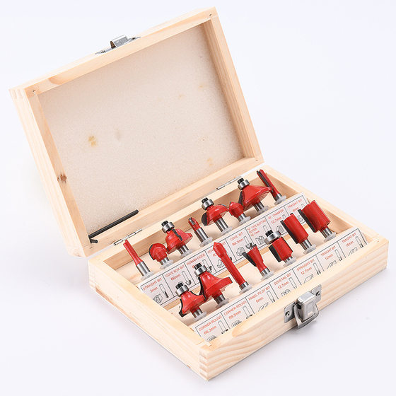12-piece 15-piece woodworking milling cutter set 1/4 handle 1/2 handle electric woodworking engraving machine trimming machine alloy milling cutter head