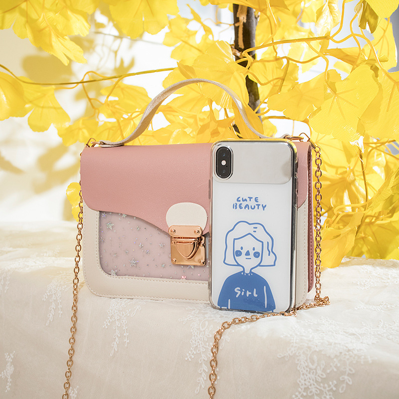 Korean version of sequins Star Printing shoulder mobile phone bag foreign trade wholesale 2022 summer bag cover lock mobile phone small square bag