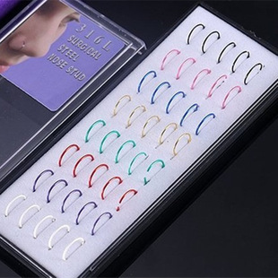Factory special wholesale 40 boxed nose ring nose nail curved nose ring stainless steel nose ring body puncture hot spot