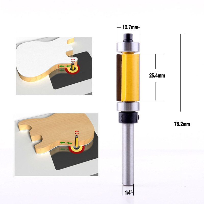 1/4 handle high-grade imitation trimming cutter woodworking milling cutter imitation slotting cutter double bearing trimming cutter