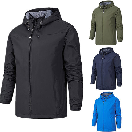 Outdoor windproof waterproof four-season mountaineering suit men's thin spring and autumn single-layer jacket women's one-piece hair