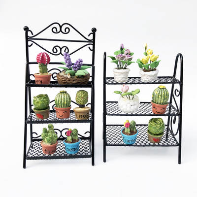 1:12 doll house dollhouse mini model outdoor scene OB11 garden multi-layer flower rack shoe rack modern