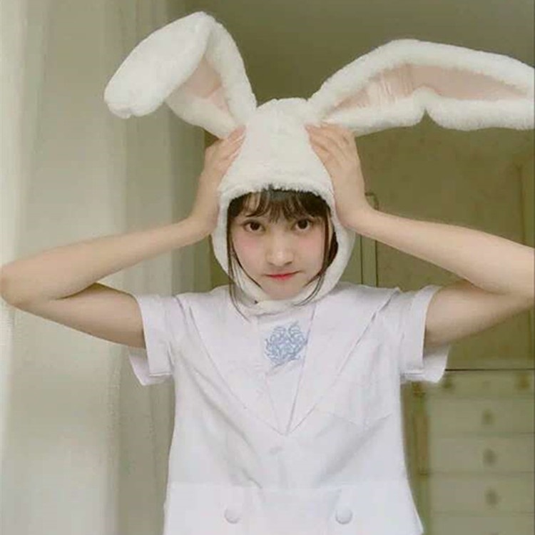 Wholesale soft sister plush Lin Xiaozhai with rabbit ears hat rabbit headgear photo props photo props