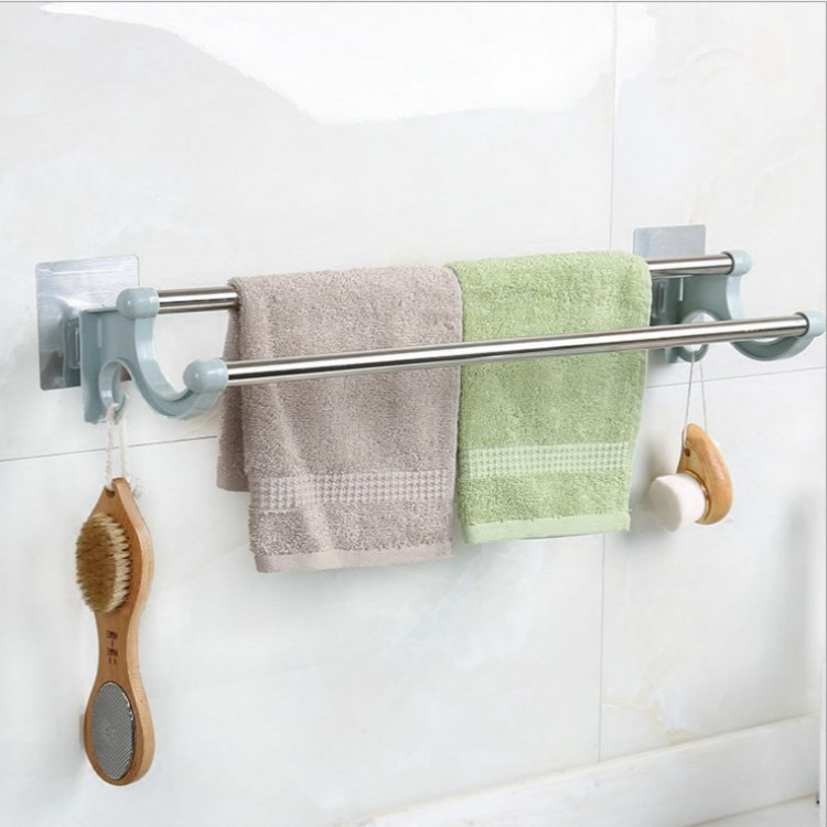 Stainless steel double-layer bathroom towel rack bathroom storage rack bathroom towel bar towel rack pendant wholesale suction