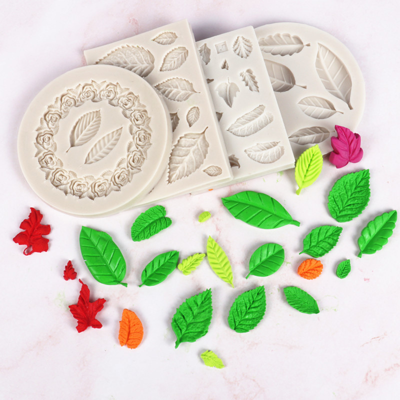 Flip Sugar Mold Rose Flower Texture Realistic Leaf Cake Flip Sugar Mold Garland Silicone Cake Mold Chocolate Mold