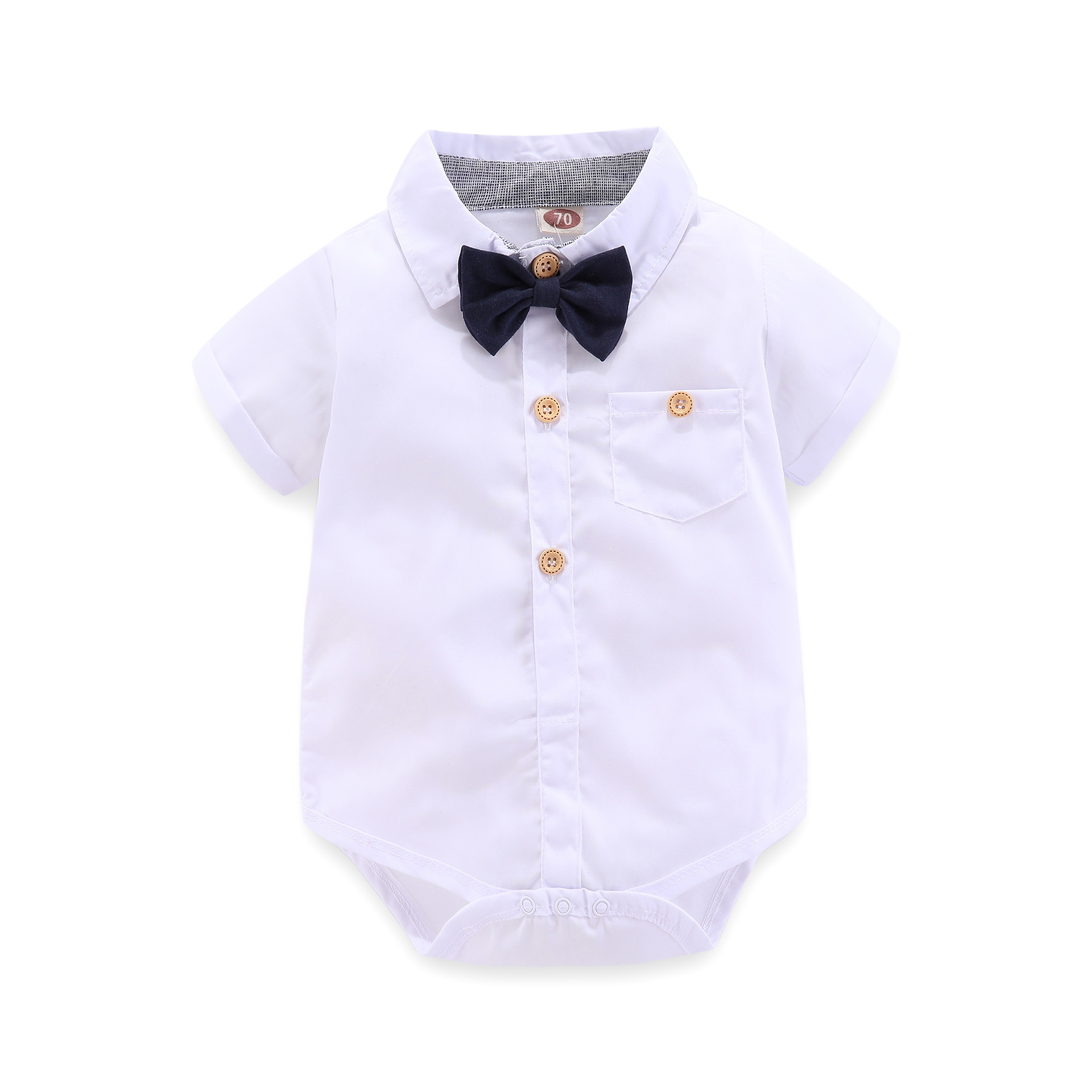 samgami baby Fashion Korean Style Boys Gentleman Suit Trendy Children's White Shirt Bow Knot Hay Strap Shorts