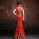 Bridal wedding toast dress red welcome cheongsam fishtail stage performance chorus dress etiquette dress long