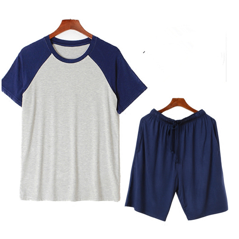 Summer Men's Thin Short-sleeved Shorts Pajamas Suit Shoulder-fitting Modal Cotton Casual Large Size Air Conditioning Home Clothes