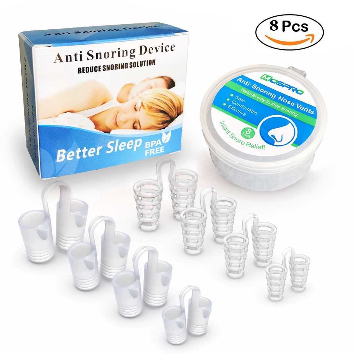 Factory direct silicone anti-snoring device mini anti-snoring nose clip 8 anti-snoring anti-snoring device nasal plug set