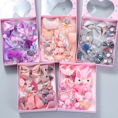 Korean Style 18-Piece Set Children's Hairpin Baby's Hair Bow Crown Hairpin Girls' Gift Set Hair Accessories