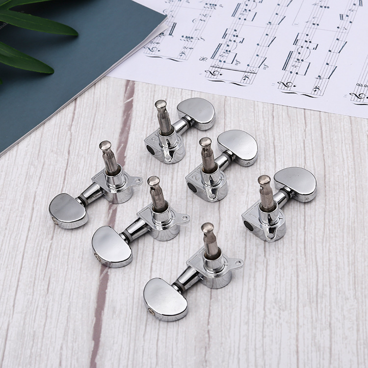 Factory direct fully enclosed folk guitar string quasi-winding knob guitar knob large semicircle Silver