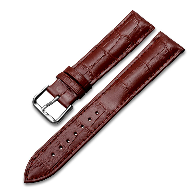 Wholesale spot leather strap cowhide bamboo watch strap men and women waterproof accessories pin buckle Universal