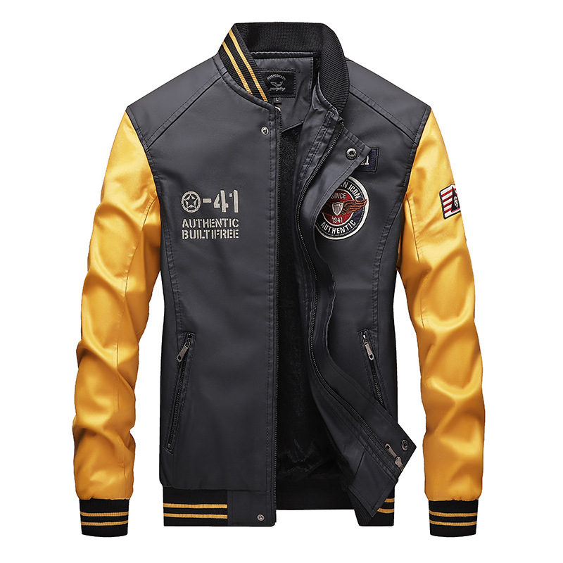 Cross-border exclusive for Amazon autumn and winter pu leather men's casual plus velvet padded leather jacket jacket men