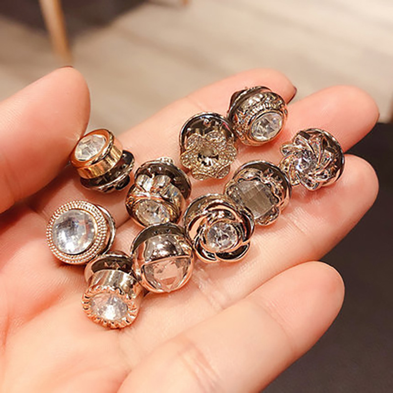 Mini Light-proof Brooch Flower Shirt Invisible Pin Button Cardigan Collar Silk Scarf Cufflinks Decorative Accessories Button