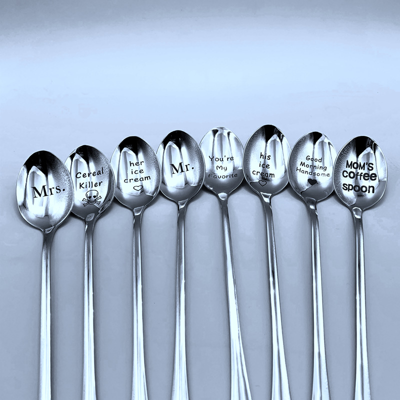 Engraving Stainless Steel Holiday Gift Spoon Coffee Spoon Mother's Day Christmas Couple Tableware Valentine's Day Personalized Gift