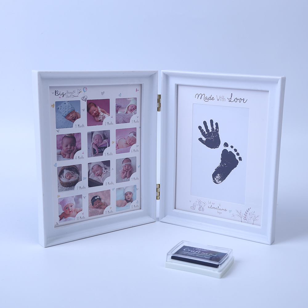 Newborn Hand and Foot Ink Pad Baby Hand and Foot Print Baby Hundred Days Full Moon Year Old Growth Commemorative Photo Frame Table