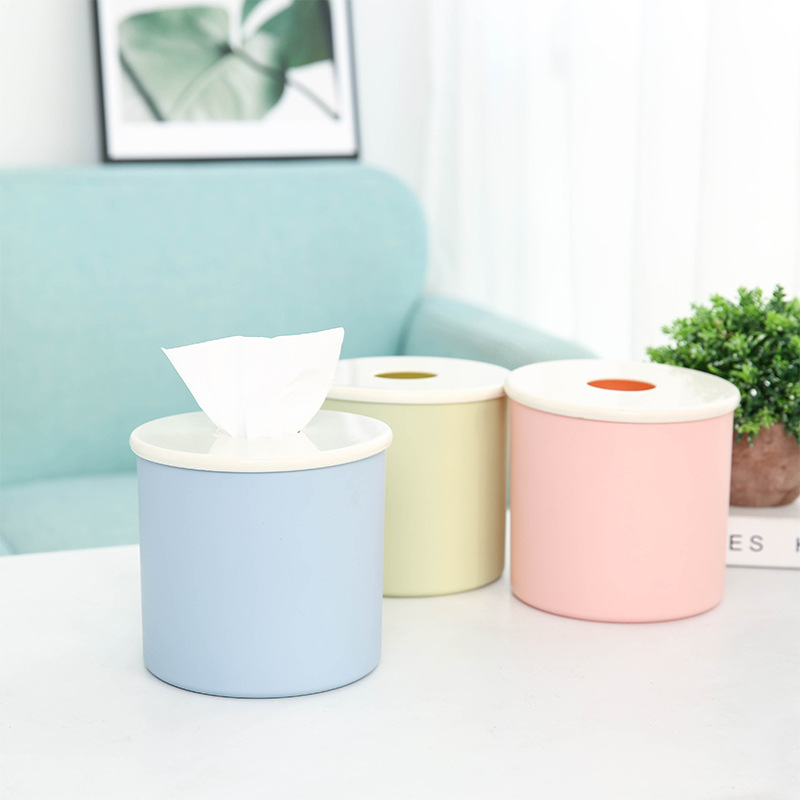 Creative Household Plastic Round Roll Paper Tube Office Desk Tissue Tissue Storage Paper Box Printable Logo