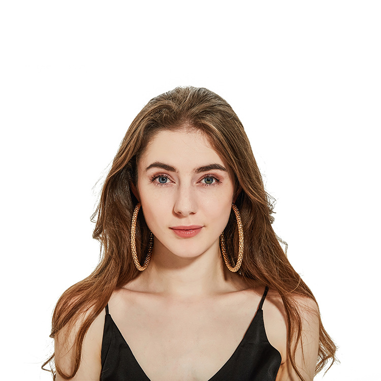 Gold big circle earrings fashion European and American street shooting big earrings Female Factory wholesale
